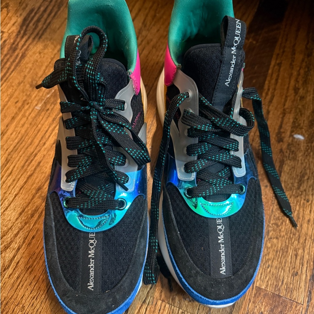 Alexander McQueen Black and Teal Sneakers